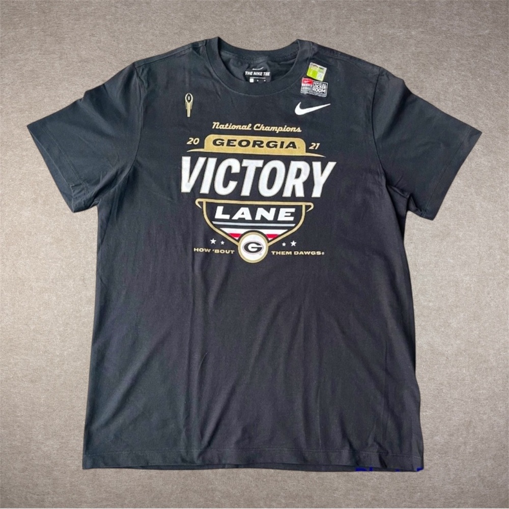 Nike Shirt Men L Black Georgia Bulldogs 2021 Champs Victory‎ Lane NCAA